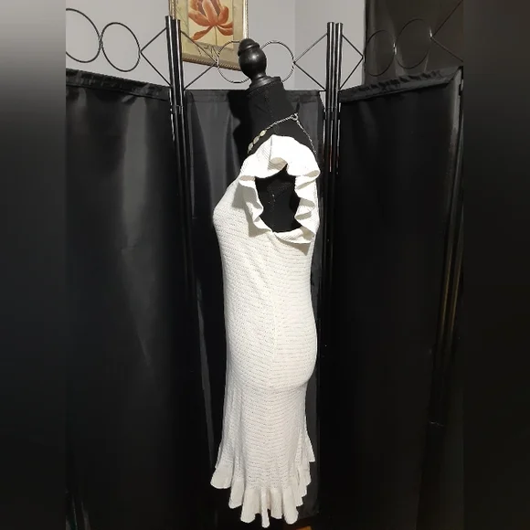 House of Harlow 1960 Cream White  Ruffle Flare Dress Women's Size S Cottagecore - Picture 6 of 10